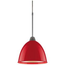 Classic 9.6&quot; LED Matte Chrome Pendant w/ Gypsy Red Aluminum Shade