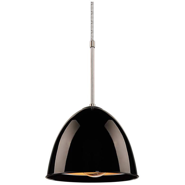Image 1 Classic 9.6" Matte Chrome Pendant w/ Black Aluminum Shade