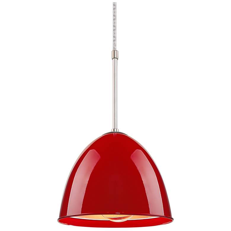 Image 1 Classic 9.6" Matte Chrome Pendant w/ Gypsy Red Aluminum Shade