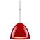 Classic 9.6" Matte Chrome Pendant w/ Gypsy Red Aluminum Shade