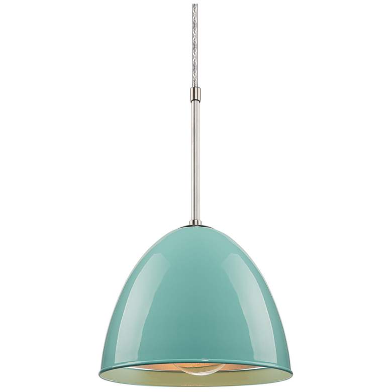 Image 1 Classic 9.6" Matte Chrome Pendant w/ Larkspur Blue Aluminum Shade
