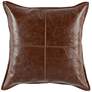 2_Classic Brown Leather 22" Square Decorative Pillow