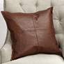 1_Classic Brown Leather 22" Square Decorative Pillow