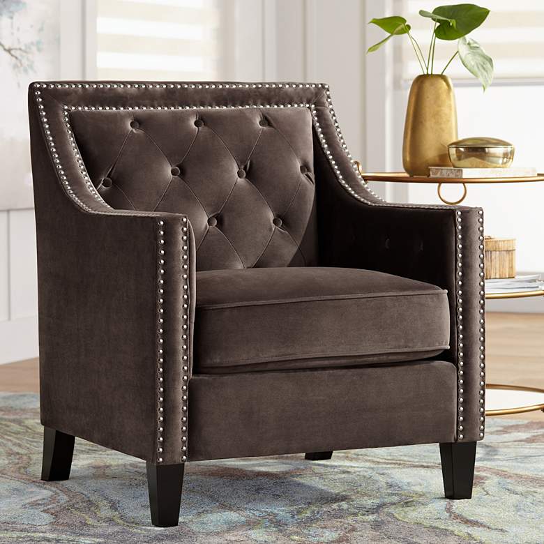 Image 2 Classic Chocolate Brown Tufted Armchair