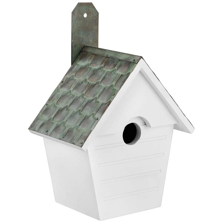 Image 1 Classic Cottage Verdigris Pure Copper Roof Wood Bird House