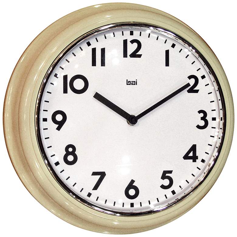Image 1 Classic Cream Retro School 12 1/2 inch Round Wall Clock
