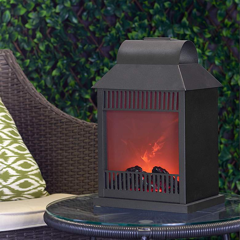 Image 1 Classic Fireplace Black LED Outdoor Lantern Light