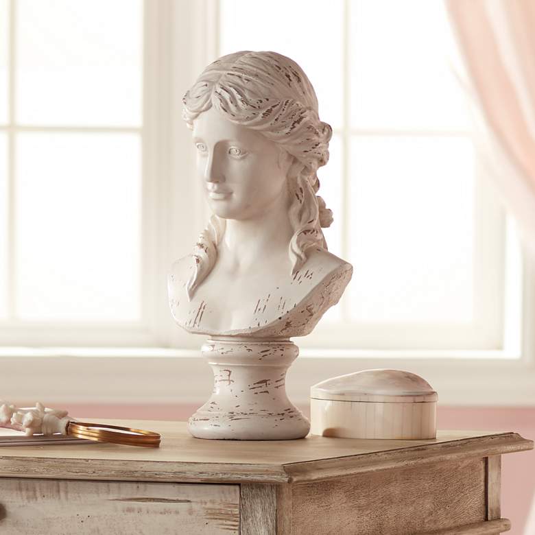 Image 1 Classic Greek 17 1/2" High Antique White Bust Sculpture