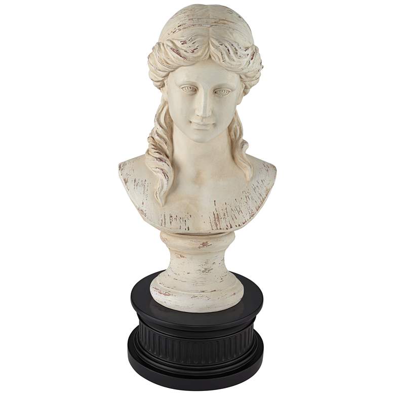 Image 1 Classic Greek 17 1/2 inchH Antique White Bust With Black Round Riser