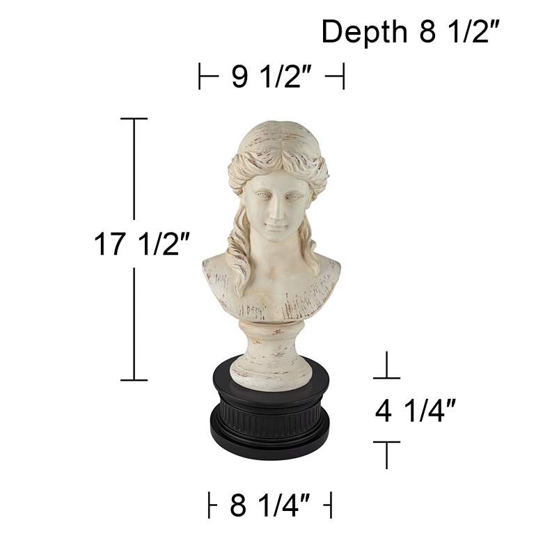 Image 6 Classic Greek 17 1/2 inchH Antique White Bust With Black Round Riser more views