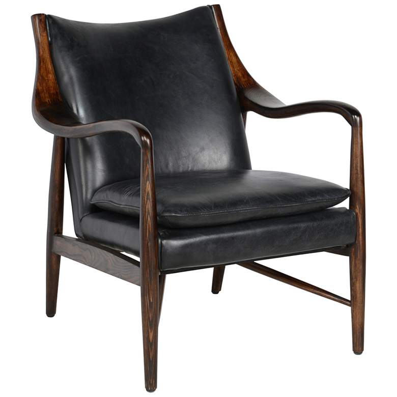 Image 1 Classic Home Kiannah 27 1/2" Wide Black Top Grain Leather Club Chair