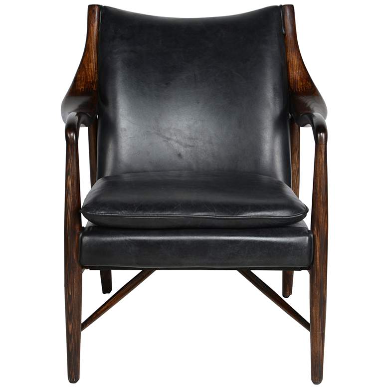 Image 4 Classic Home Kiannah 27 1/2" Wide Black Top Grain Leather Club Chair more views