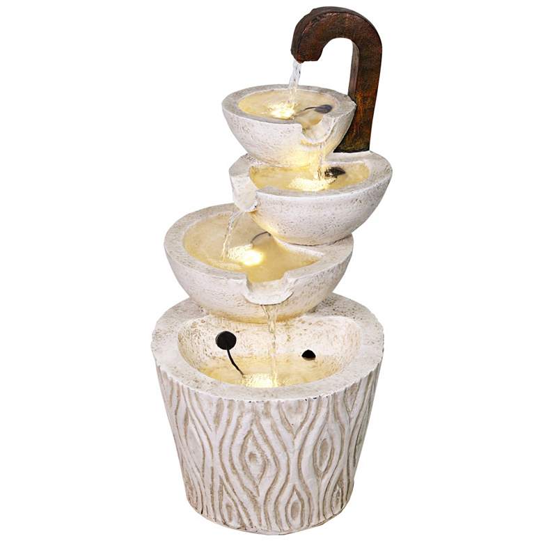 Image 1 Classic Modern Ivory Faucet 24 inchH 4-Tier LED Outdoor Fountain