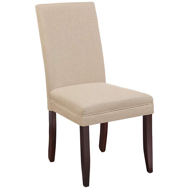 Image 1 Classic Natural Linen Parsons Chair with Wood Legs