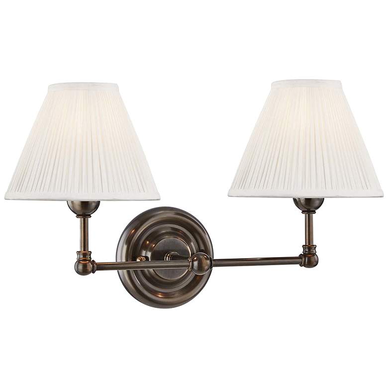 Image 1 Classic No.1 10 1/2"H Distressed Bronze 2-Light Wall Sconce