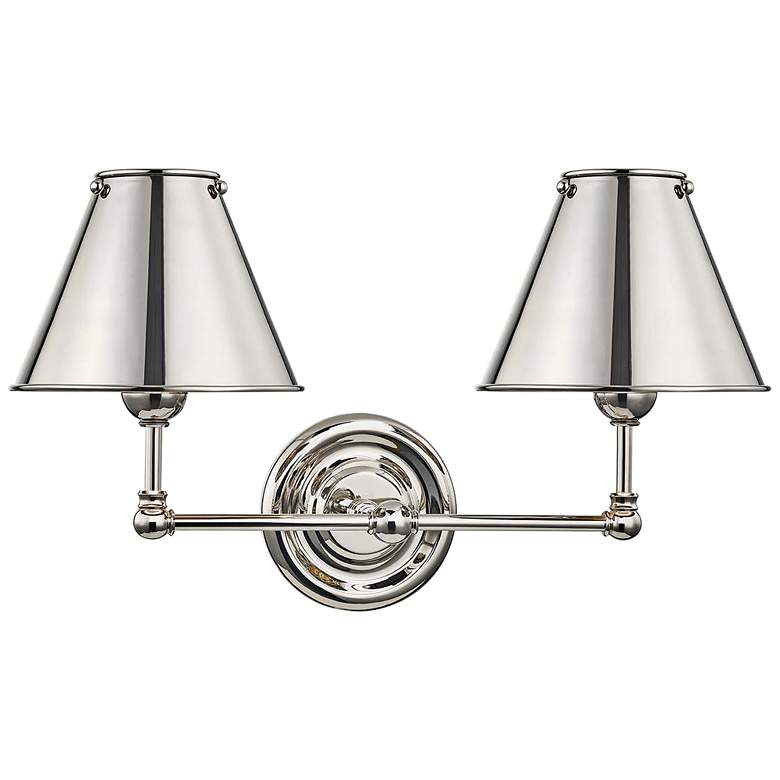 Image 1 Classic No.1 10 1/2 inchH Polished Nickel Shade 2-Light Sconce