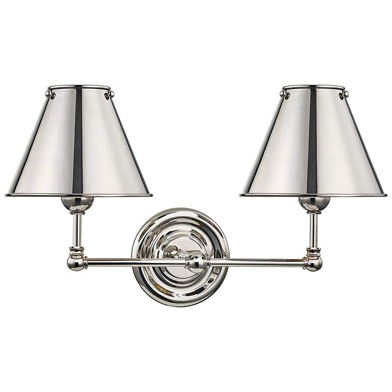 Image 1 Classic No.1 10 1/2"H Polished Nickel Shade 2-Light Sconce