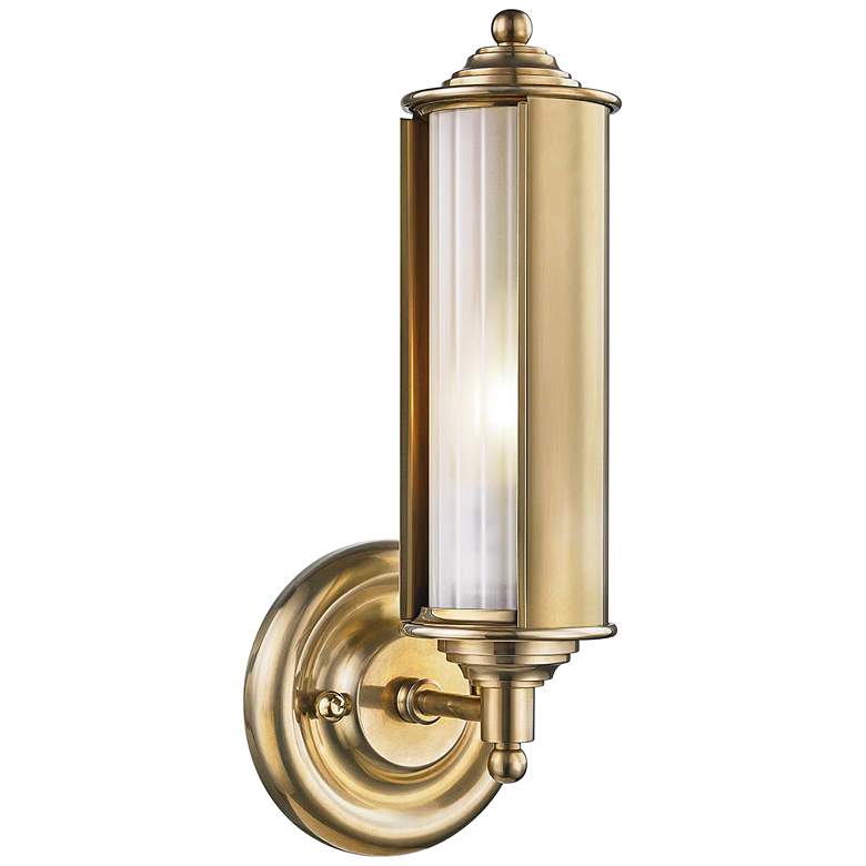 Image 1 Classic No.1 12 1/4" High Aged Brass Tube Wall Sconce