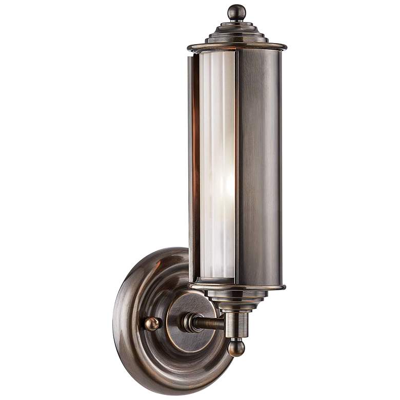 Image 1 Classic No.1 12 1/4" High Distressed Bronze Tube Wall Sconce