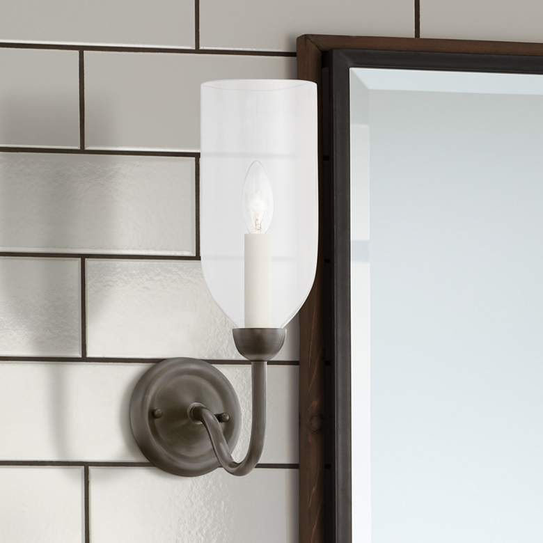 Image 1 Classic No.1 14 3/4" High Distressed Bronze Wall Sconce