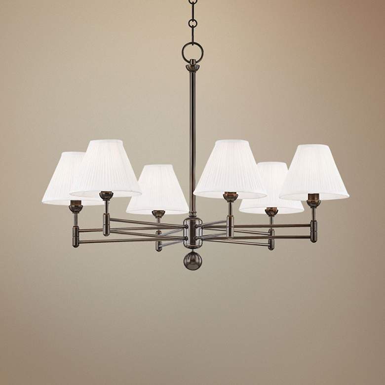 Image 1 Classic No.1 32" Wide Distressed Bronze 6-Light Chandelier