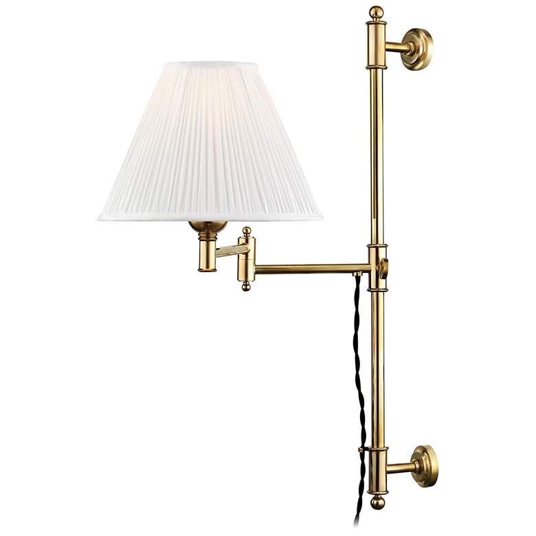 Image 1 Classic No.1 Aged Brass Plug-In Swing Arm Wall Lamp