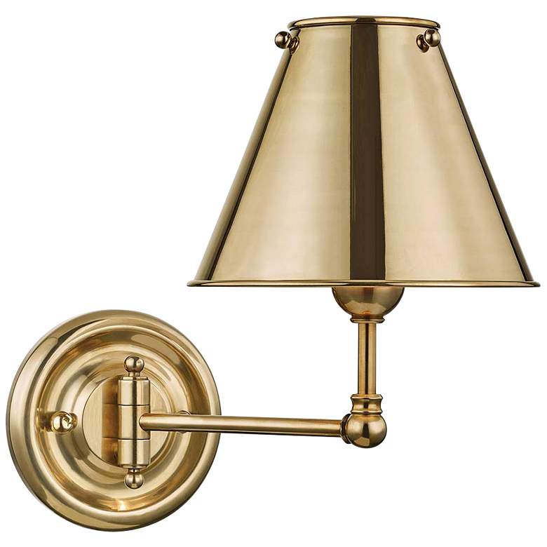 Image 1 Classic No.1 Aged Brass Swing Arm Wall Lamp