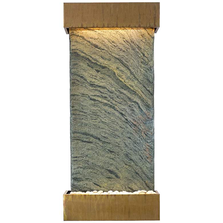Image 1 Classic Quarry 58 inch Jera Slate Copper Patina Wall Fountain