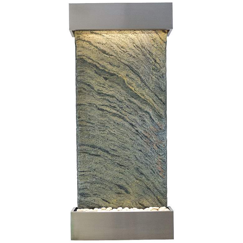 Image 1 Classic Quarry 58 inch Jera Slate Stainless Steel Wall Fountain