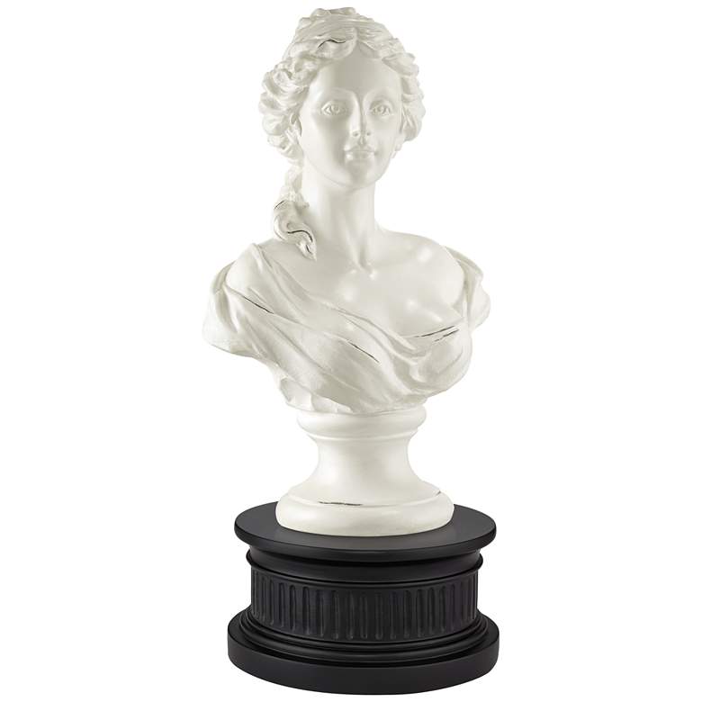 Image 1 Classic Roman 16 inchH White Female Bust With Black Round Riser