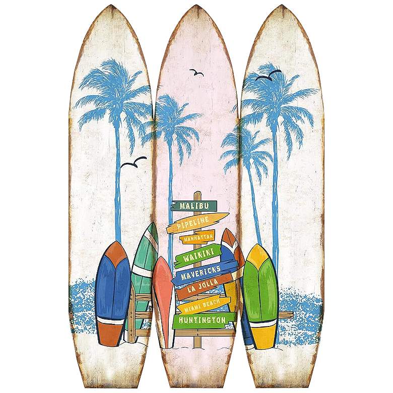 Image 2 Classic Surfboard 47" Wide 3-Panel Screen/Room Divider