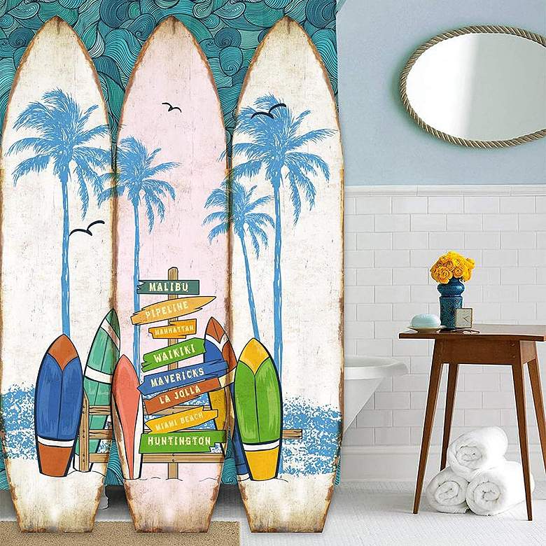 Image 1 Classic Surfboard 47 inch Wide 3-Panel Screen/Room Divider
