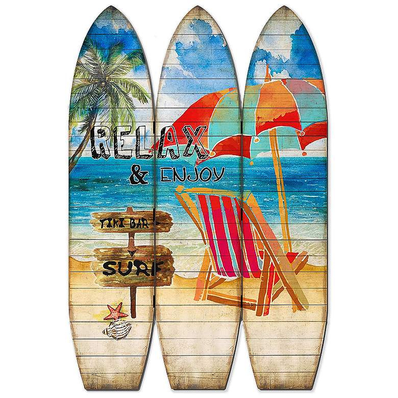 Image 4 Classic Surfboard 47" Wide 3-Panel Screen/Room Divider more views