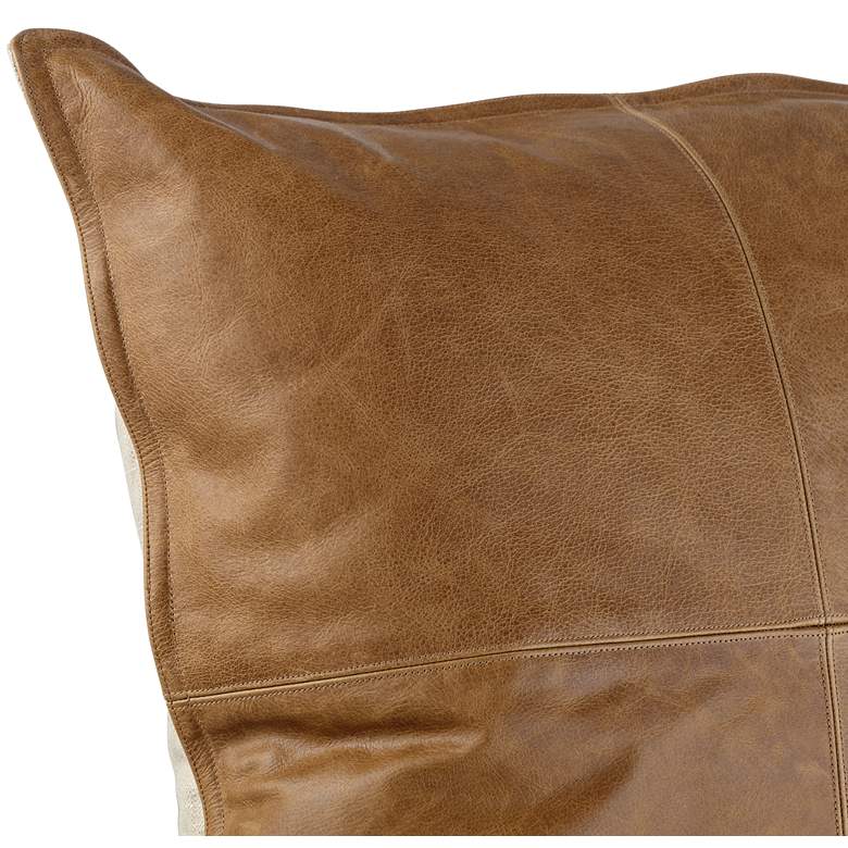 Image 3 Classic Tan Leather 22" Square Throw Pillow more views