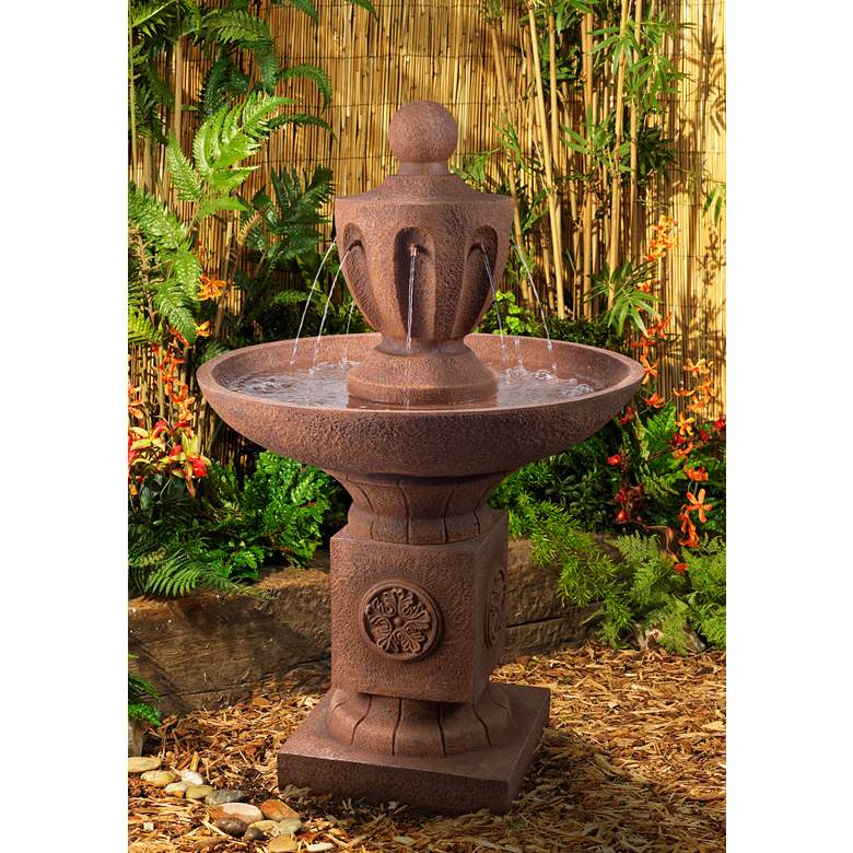 Image 1 Classic Urn 43 1/2" High Terracotta Tiered Outdoor Fountain