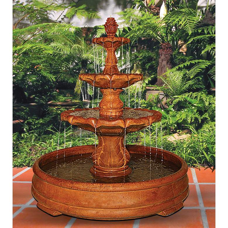 Classical Finial 58&quot;H Relic Roho Fountain in Grando Pool