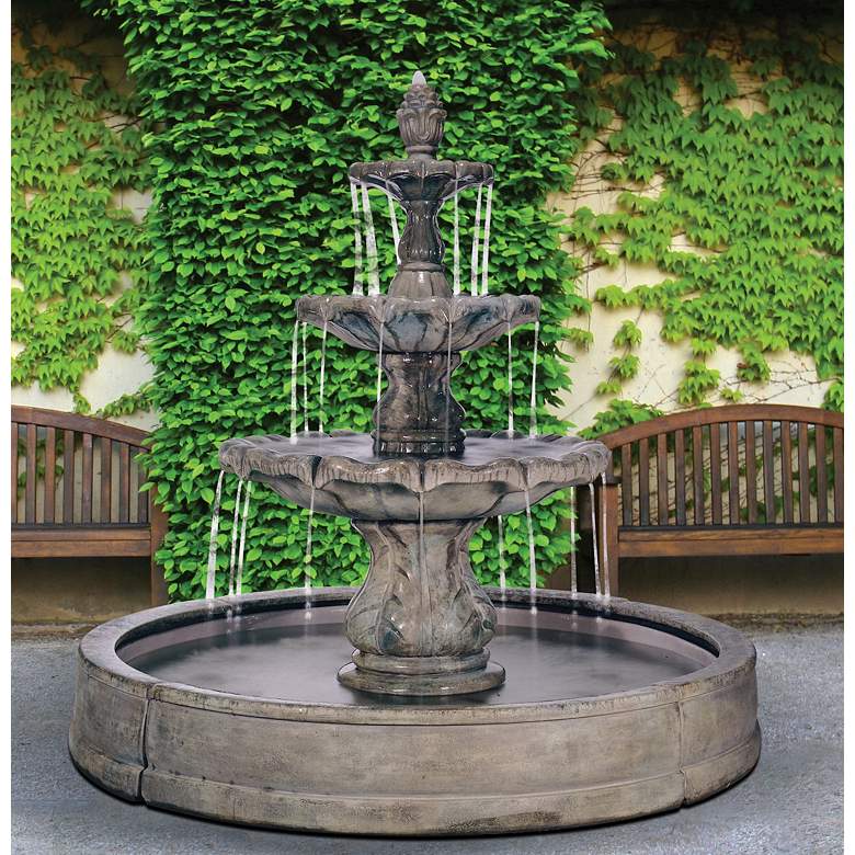 Image 1 Classical Finial 61 inchH Relic Nebbia Fountain in Valencia Pool