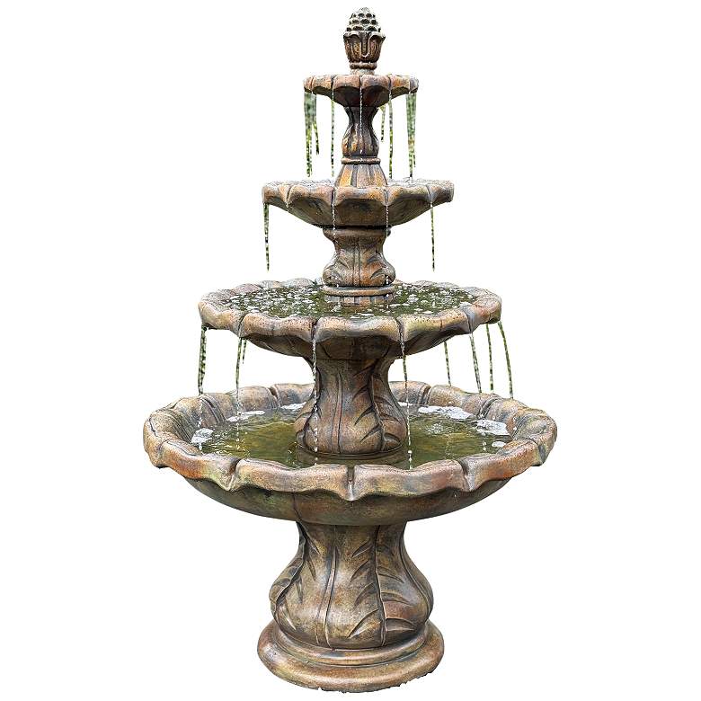 Image 1 Classical Finial 86" High Relic Nebbia 4-Tier Outdoor Fountain