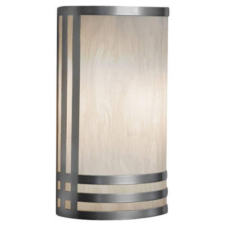 Image 1 Classics 12" High Satin Pewter and Faux Alabaster Sconce LED