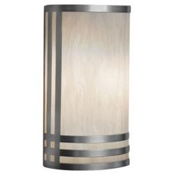 Classics 12&quot; High Satin Pewter and Faux Alabaster Sconce LED