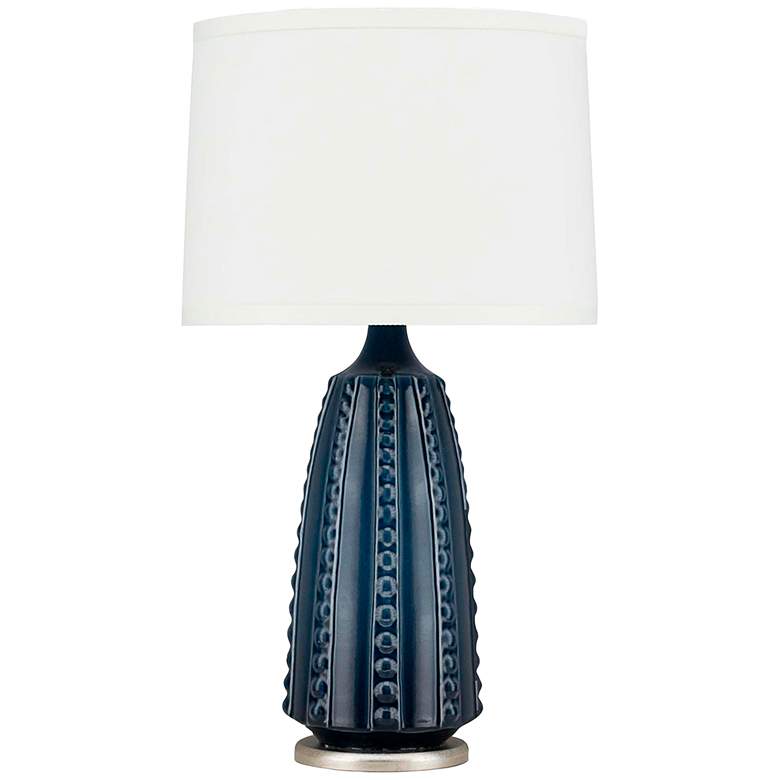 Image 2 Classics 34 inch Modern Glazed Midnight Blue Ceramic Table Lamp