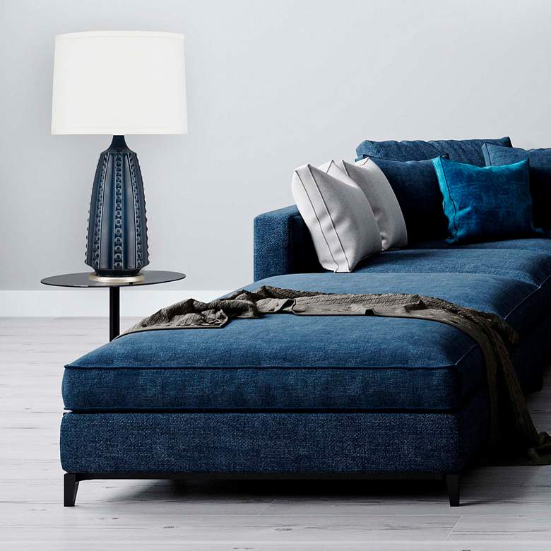 Image 5 Classics 34" Modern Glazed Midnight Blue Ceramic Table Lamp more views