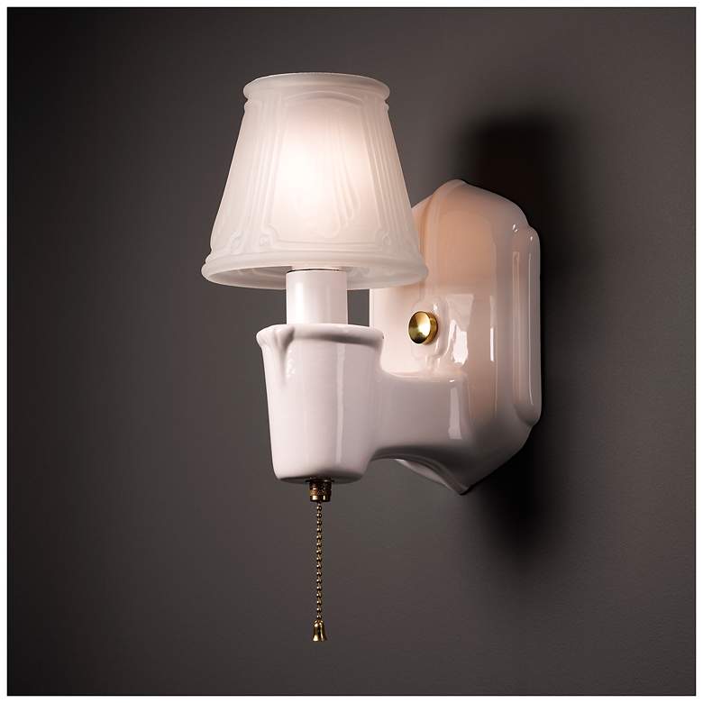 Image 3 Classics 8 3/4" High Gloss White Wall Sconce with Pull Chain more views