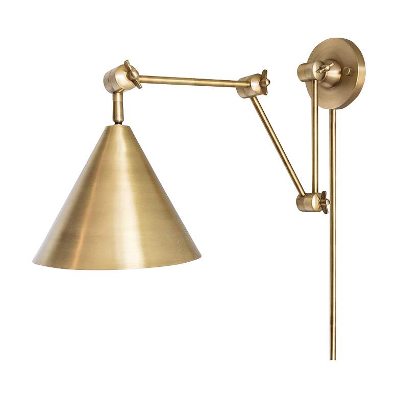 Image 1 Classics Natural Brass Zig-Zag Plug-In Swing Arm Wall Lamp