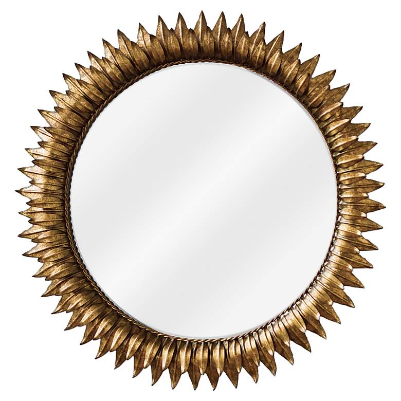 Image 1 Classics Sun Flower Antique Gold Leaf 30 inch Round Wall Mirror