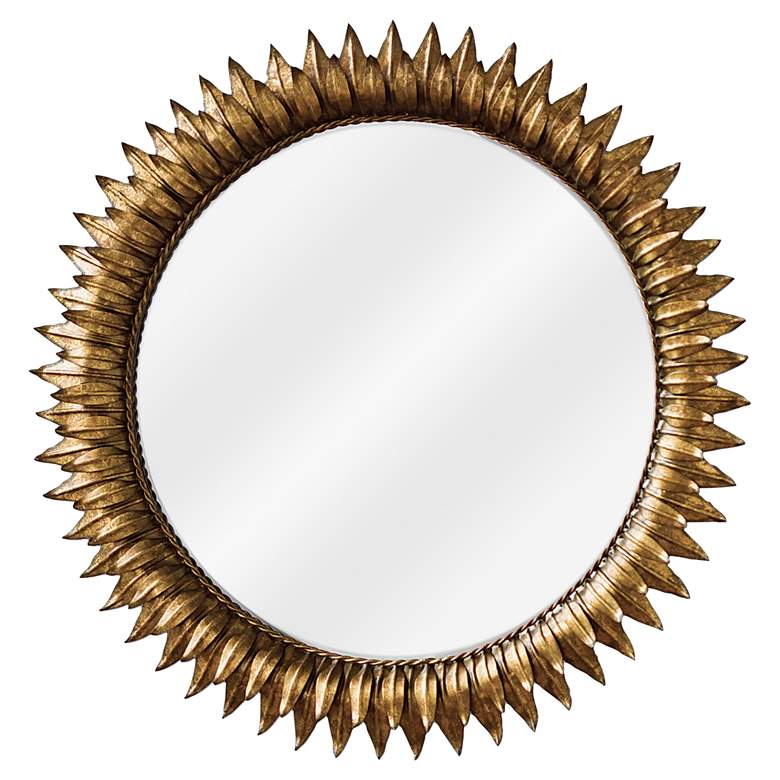 Image 1 Classics Sun Flower Antique Gold Leaf 30" Round Wall Mirror