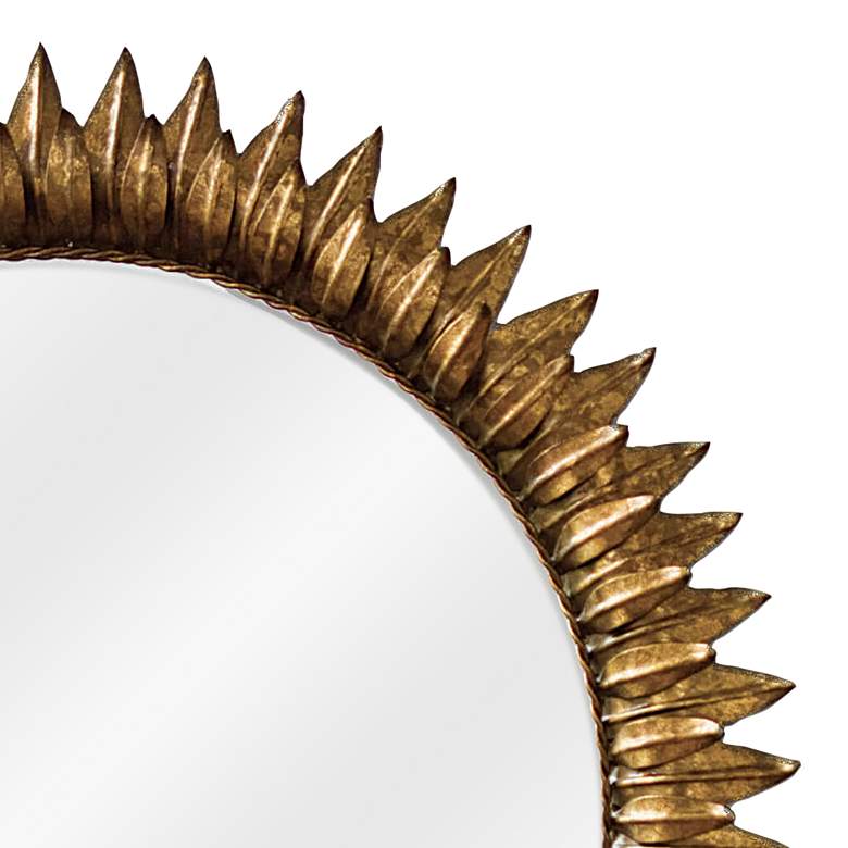 Image 2 Classics Sun Flower Antique Gold Leaf 30" Round Wall Mirror more views