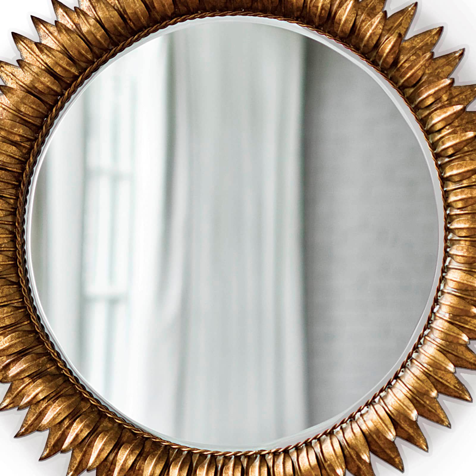 Image 6 Classics Sun Flower Antique Gold Leaf 30" Round Wall Mirror more views