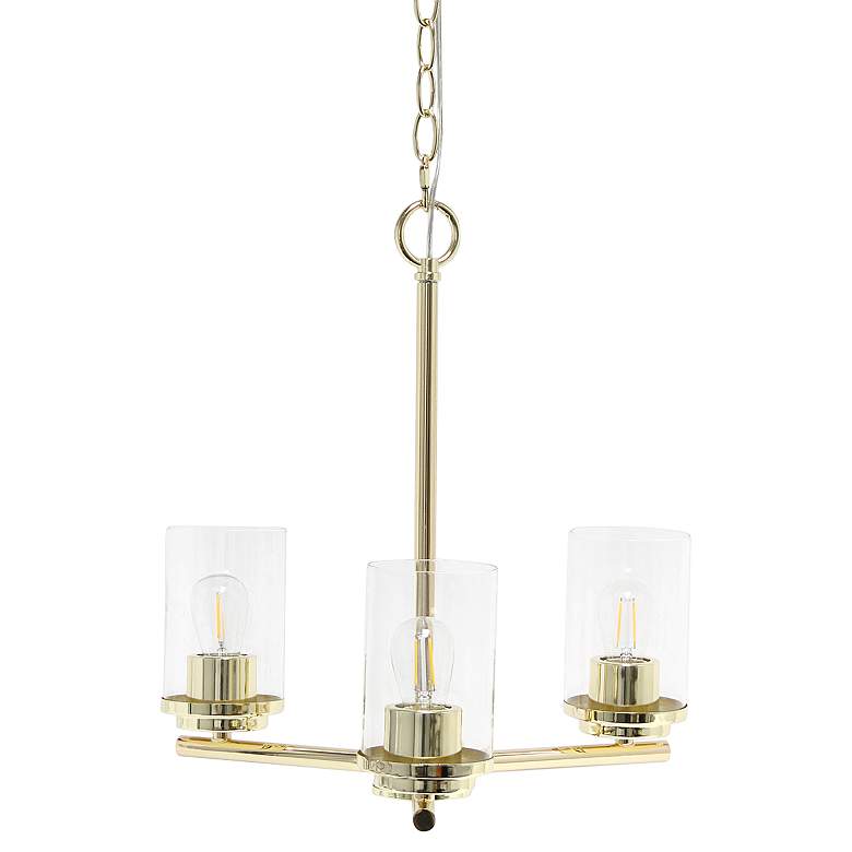 Image 2 Classix 15 inch Wide Gold Metal 3-Light Pendant