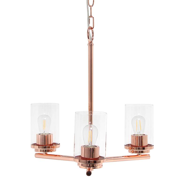 Image 2 Classix 15 inch Wide Rose Gold Metal 3-Light Pendant